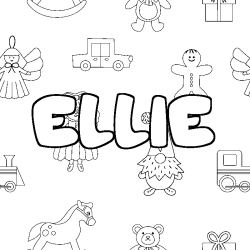 Coloring page first name ELLIE - Toys background