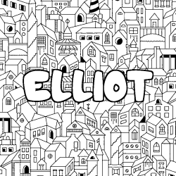 Coloring page first name ELLIOT - City background