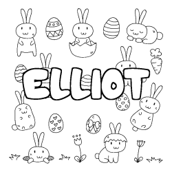 Coloring page first name ELLIOT - Easter background