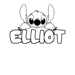Coloring page first name ELLIOT - Stitch background