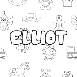 Coloring page first name ELLIOT - Toys background