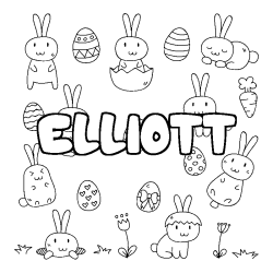 Coloring page first name ELLIOTT - Easter background