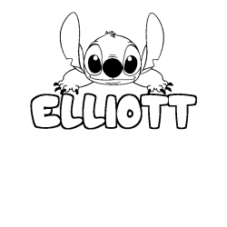 Coloring page first name ELLIOTT - Stitch background