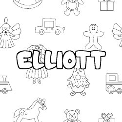 Coloring page first name ELLIOTT - Toys background