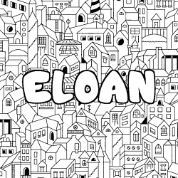 Coloring page first name ELOAN - City background