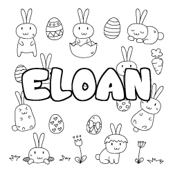 Coloring page first name ELOAN - Easter background