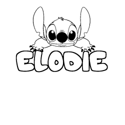 Coloring page first name ELODIE - Stitch background