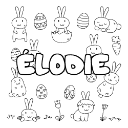 Coloring page first name ÉLODIE - Easter background