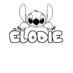 Coloring page first name ÉLODIE - Stitch background