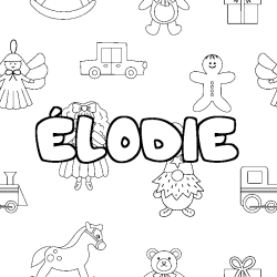 Coloring page first name ÉLODIE - Toys background
