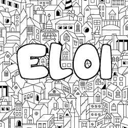 Coloring page first name ELOI - City background