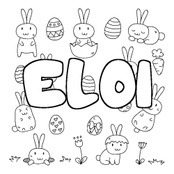 Coloring page first name ELOI - Easter background