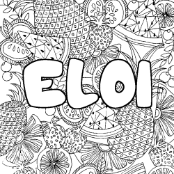 Coloring page first name ELOI - Fruits mandala background