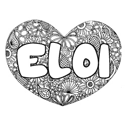 Coloring page first name ELOI - Heart mandala background