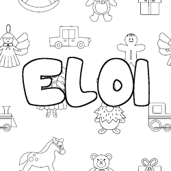 Coloring page first name ELOI - Toys background