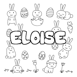 Coloring page first name ELOISE - Easter background