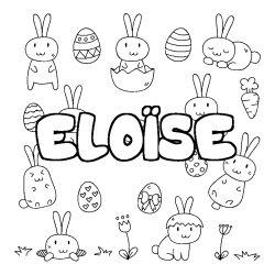Coloring page first name ELOÏSE - Easter background