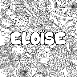Coloring page first name ELOÏSE - Fruits mandala background