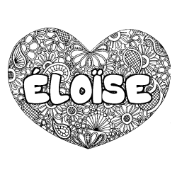 Coloring page first name ÉLOÏSE - Heart mandala background