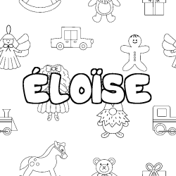 Coloring page first name ÉLOÏSE - Toys background