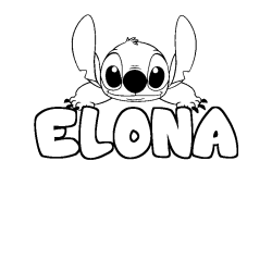 Coloring page first name ELONA - Stitch background