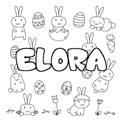 Coloring page first name ELORA - Easter background