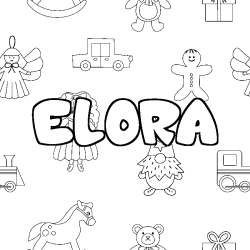 Coloring page first name ELORA - Toys background