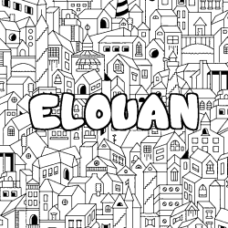 Coloring page first name ELOUAN - City background