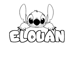 Coloring page first name ELOUAN - Stitch background