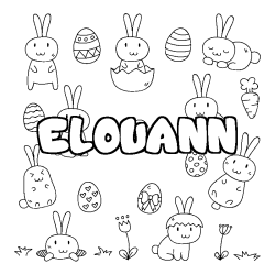 Coloring page first name ELOUANN - Easter background