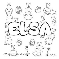 Coloring page first name ELSA - Easter background