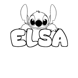 Coloring page first name ELSA - Stitch background