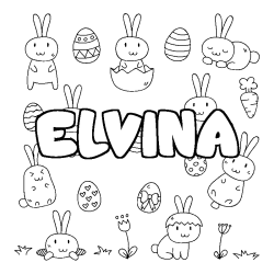 Coloring page first name ELVINA - Easter background