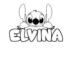 Coloring page first name ELVINA - Stitch background