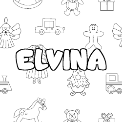 Coloring page first name ELVINA - Toys background