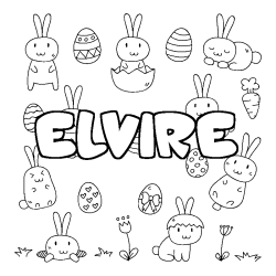 Coloring page first name ELVIRE - Easter background