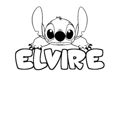 Coloring page first name ELVIRE - Stitch background