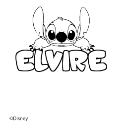 Coloring page first name ELVIRE - Stitch background