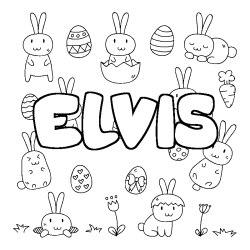 Coloring page first name ELVIS - Easter background