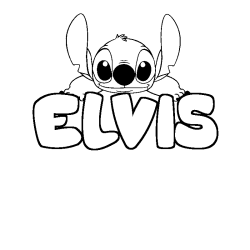 Coloring page first name ELVIS - Stitch background