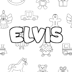 Coloring page first name ELVIS - Toys background