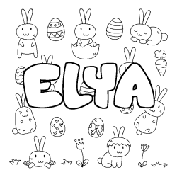 Coloring page first name ELYA - Easter background