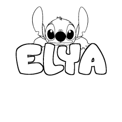 Coloring page first name ELYA - Stitch background