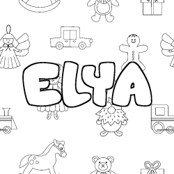 Coloring page first name ELYA - Toys background