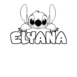 Coloring page first name ELYANA - Stitch background