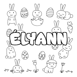 Coloring page first name ÉLYANN - Easter background