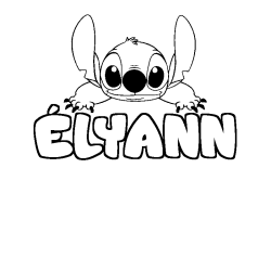 Coloring page first name ÉLYANN - Stitch background