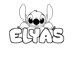 Coloring page first name ELYAS - Stitch background