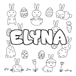 Coloring page first name ELYNA - Easter background