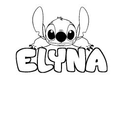 Coloring page first name ELYNA - Stitch background